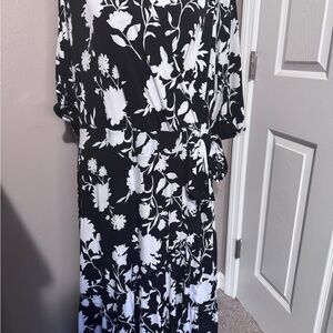 Lane Bryant Black & White Floral Maxi Dress